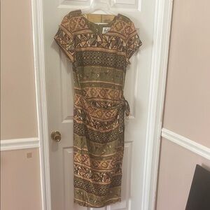 Olivia Rose Aztec design ladies maxi dress with dolman sleeves